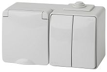 Блок накладной Эра Эксперт розетка 1-м.+выключатель 2-кл. IP65 серый картинка